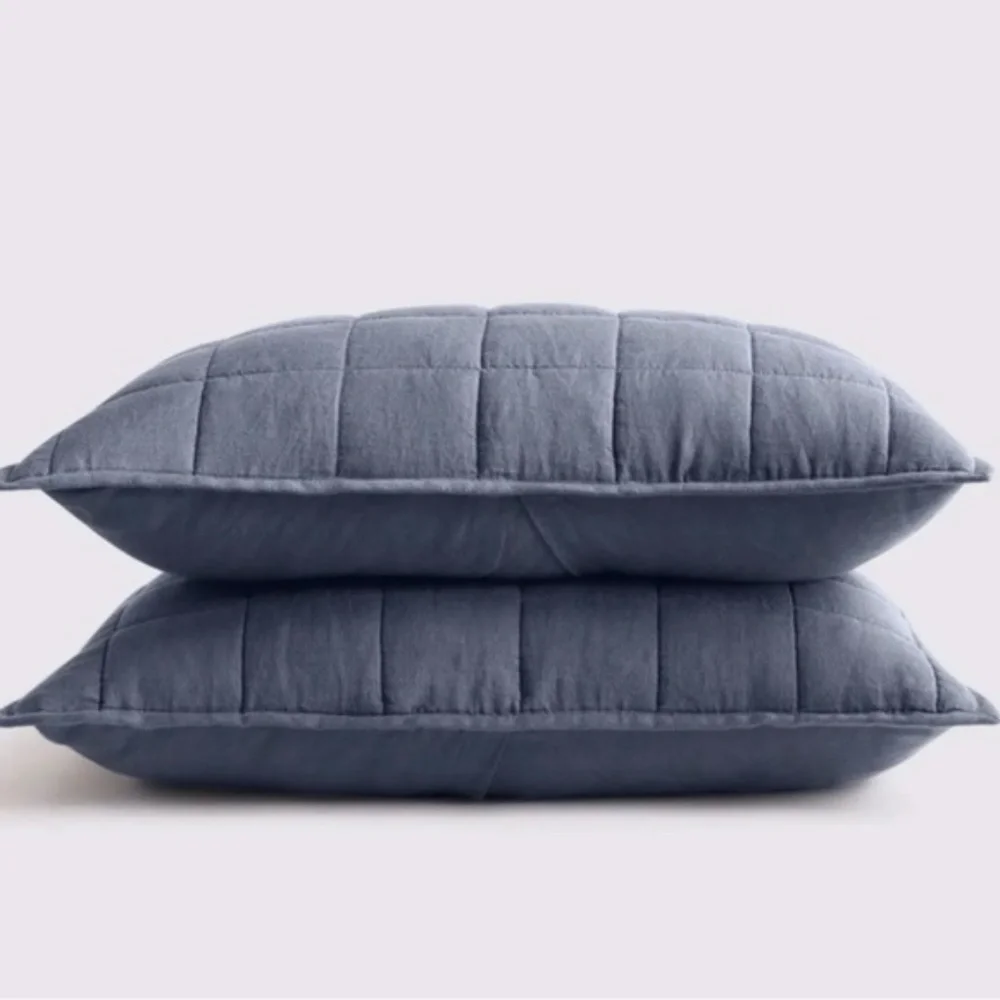 NWOT Quince European Linen Box Quilted Standard Sham Set in Nightfall